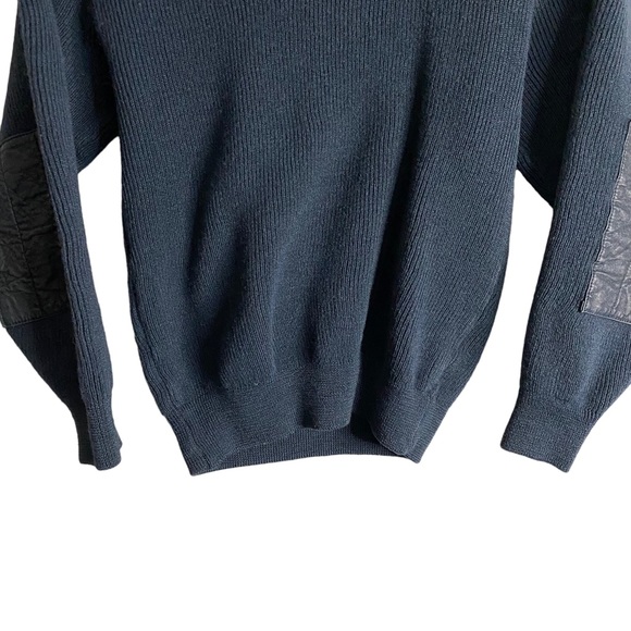 Playboy Men's Blue Wool Blend Classic Knit Patched Sweater - Picture 3 of 8